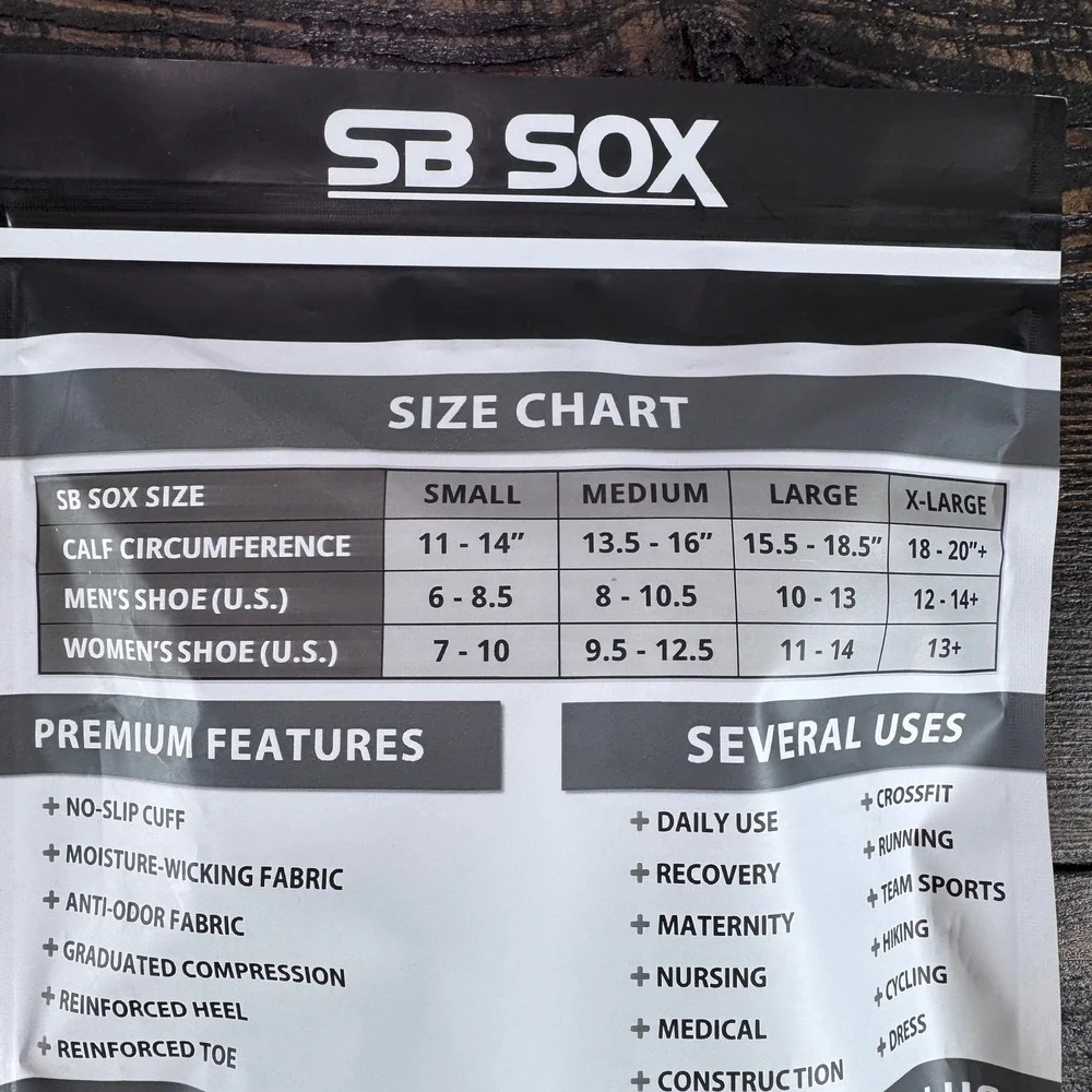 SB SOX Compression Socks Unisex Medium Black Pink New 20-30mmHg 2 Pairs